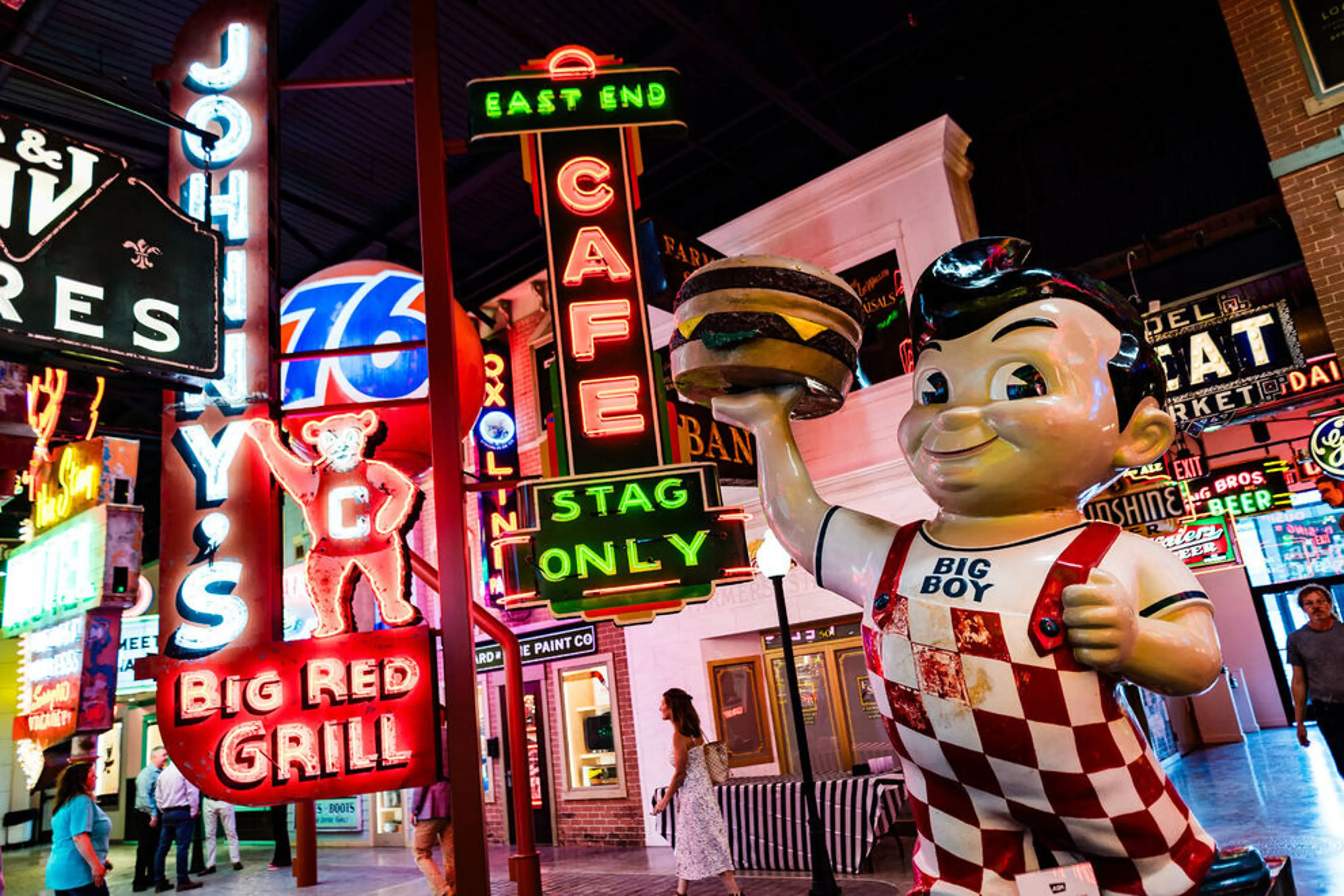 Signage Row at the American Sign Museum — neon storefront signs